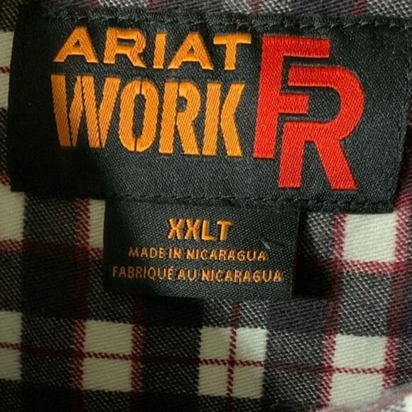 Ariat Work Flame Resistant Plaid Button Down Shirt Mens XXL Tall Long Sleeve Top - Picture 5 of 12